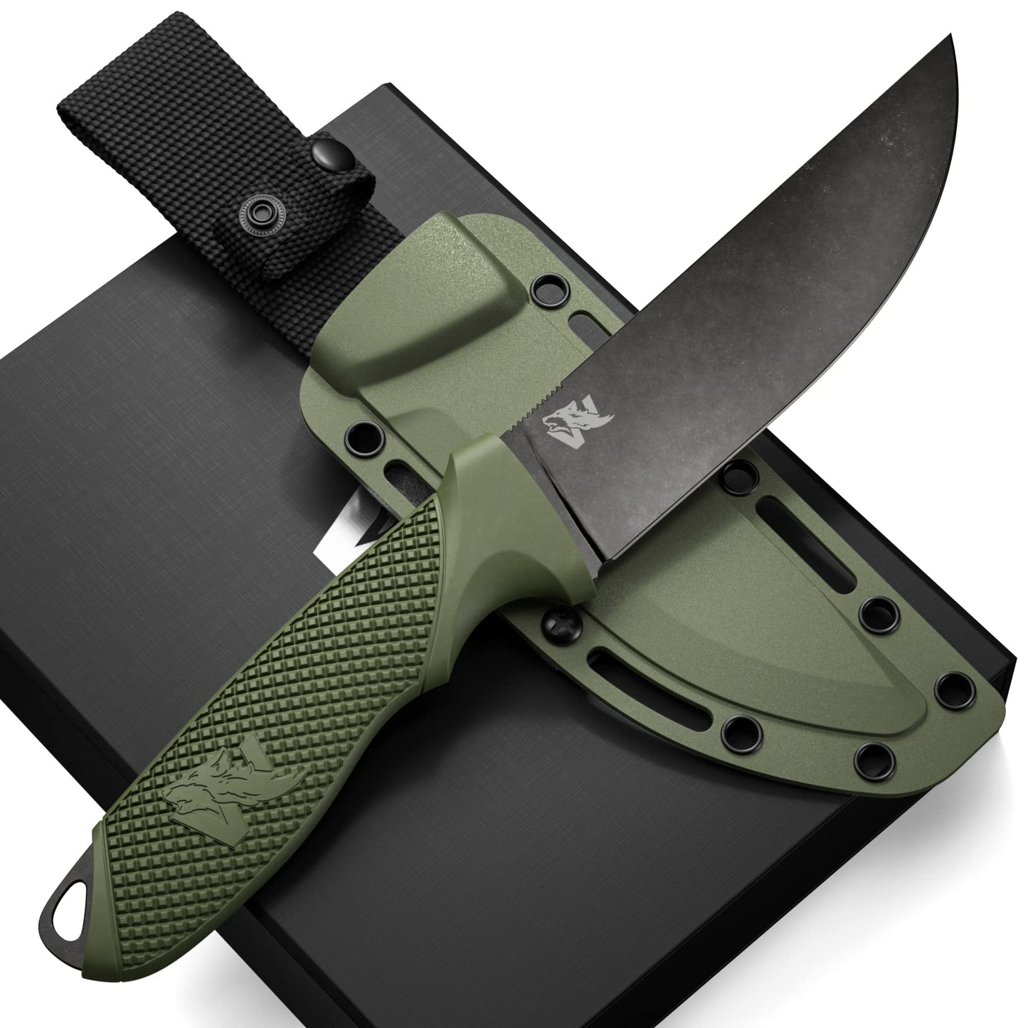 ODENWOLF W-FLAT Elite Fixed Blade - D2 Steel Tactical Knife with Sheath