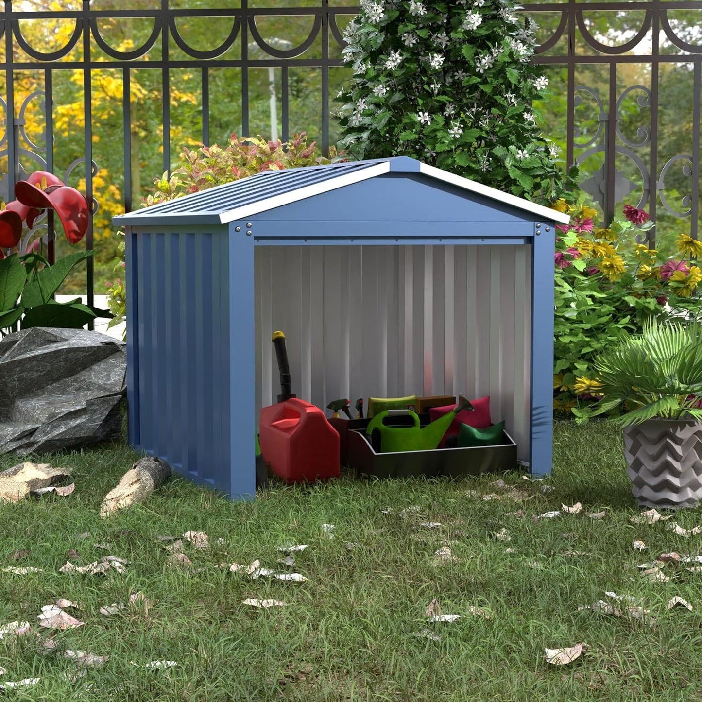 Metal Outdoor Small Storage Shed 3FT X 3FT, Steel Utility Tool Shed Storage House, Metal Sheds Outdoor Storage For Garden Patio Lawn,Blue