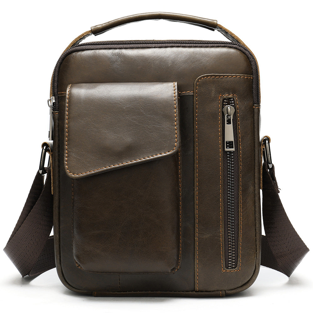 Men's Retro Casual One Shoulder Leather Messenger Bag