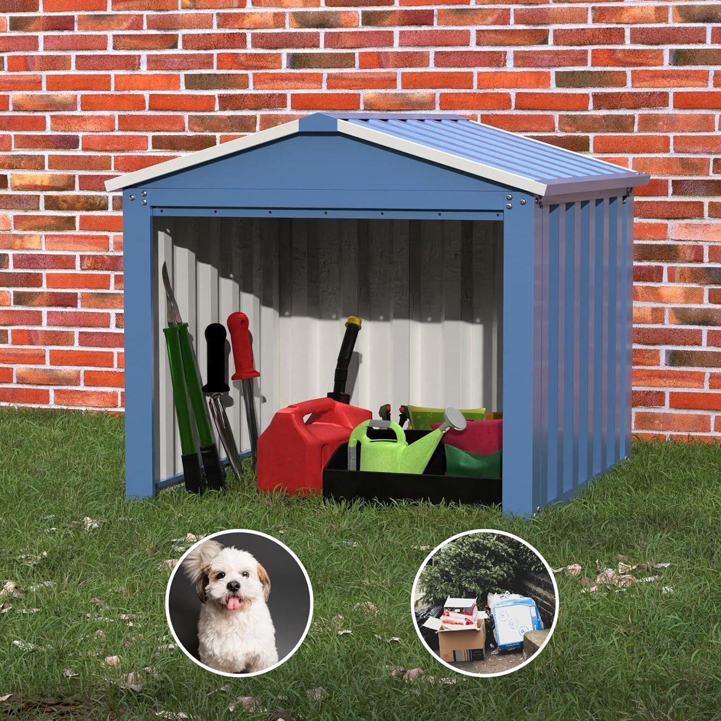 Metal Outdoor Small Storage Shed 3FT X 3FT, Steel Utility Tool Shed Storage House, Metal Sheds Outdoor Storage For Garden Patio Lawn,Blue