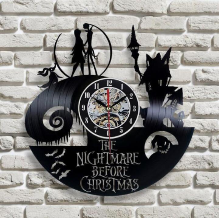 3D Jack and Sally Wall Clock - Vinyl Record Design