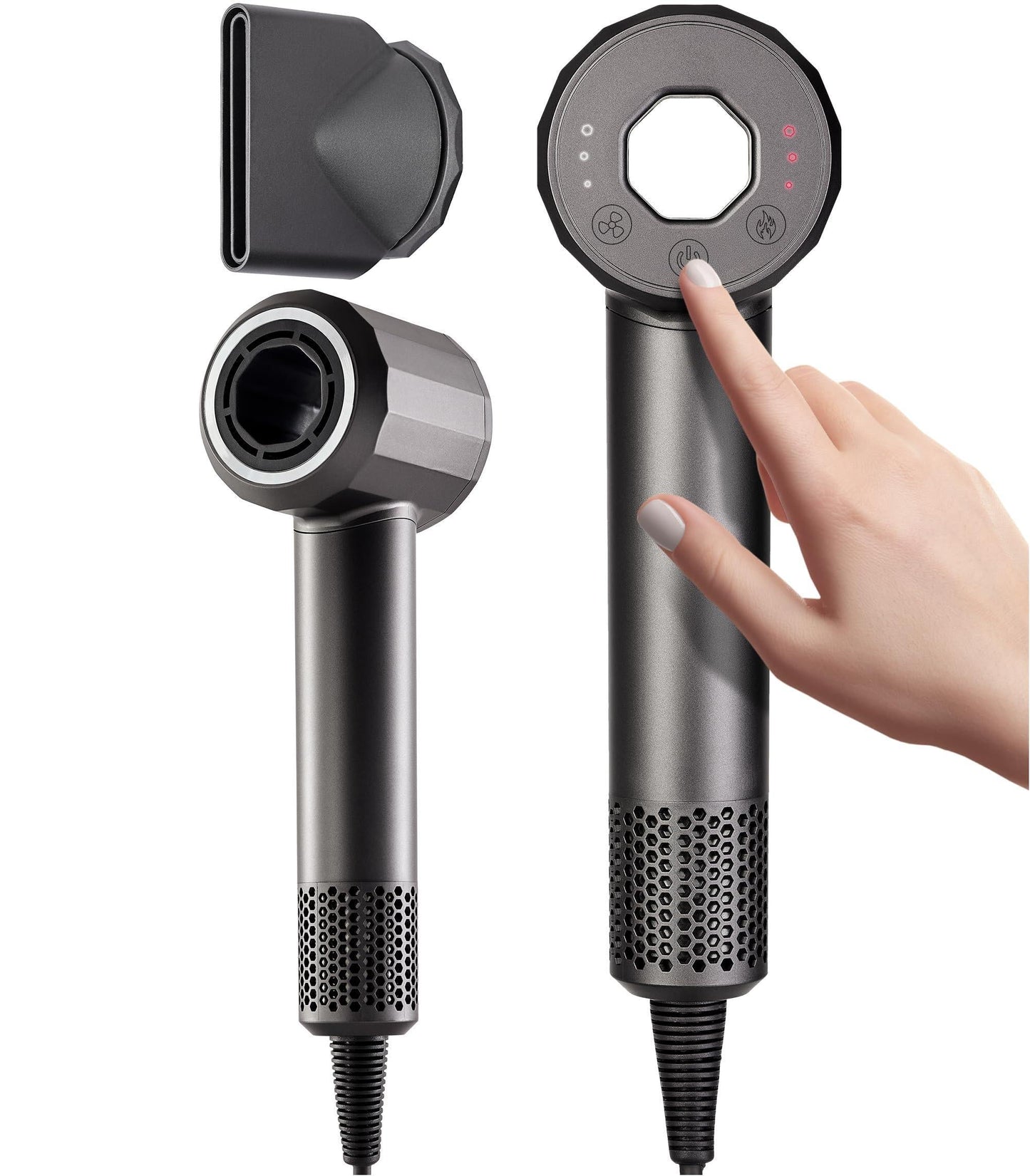 Hair Dryer Gray Intelligent High-Speed Temperature Control Overheat Protection