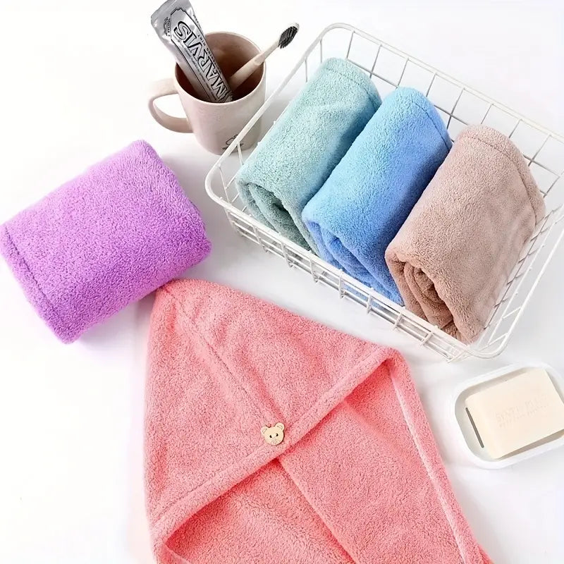 Coral Fleece Dry Hair Cap - Thickened Triangle Shower Hat