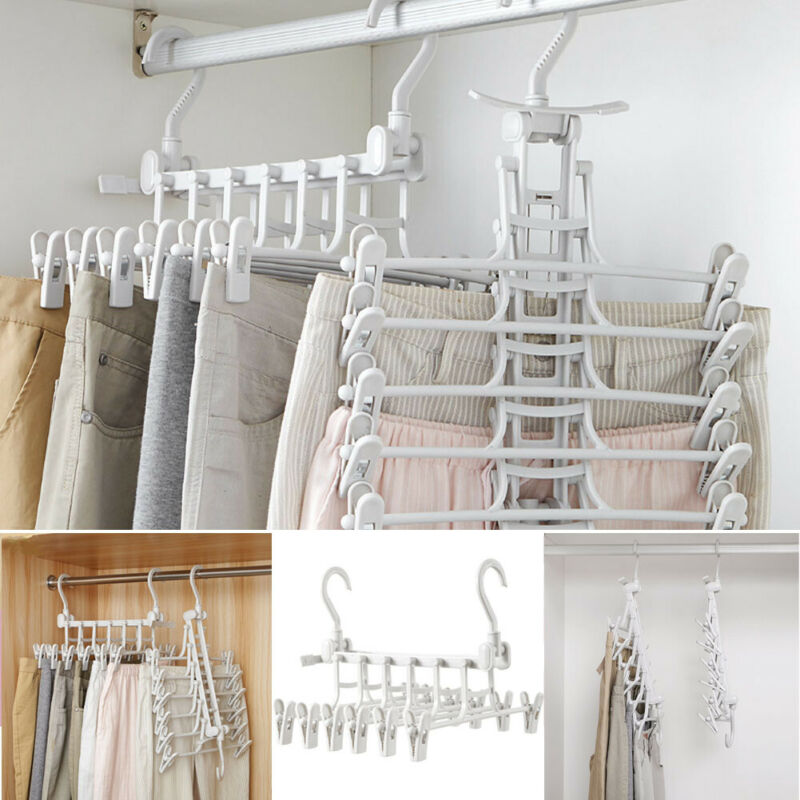 Expandable Folding Multi-Layer Pants Hanger for Closet