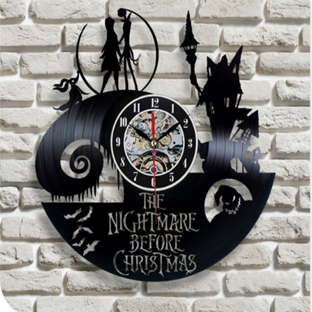3D Jack and Sally Wall Clock - Vinyl Record Design