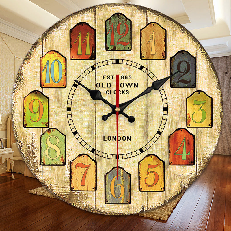 Retro Wooden Wall Clock - 16-Inch Silent Design