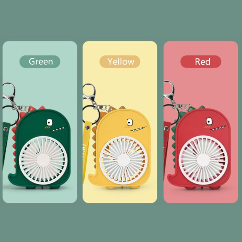Dinosaur Mini Keychain Fan with USB Rechargeable Battery