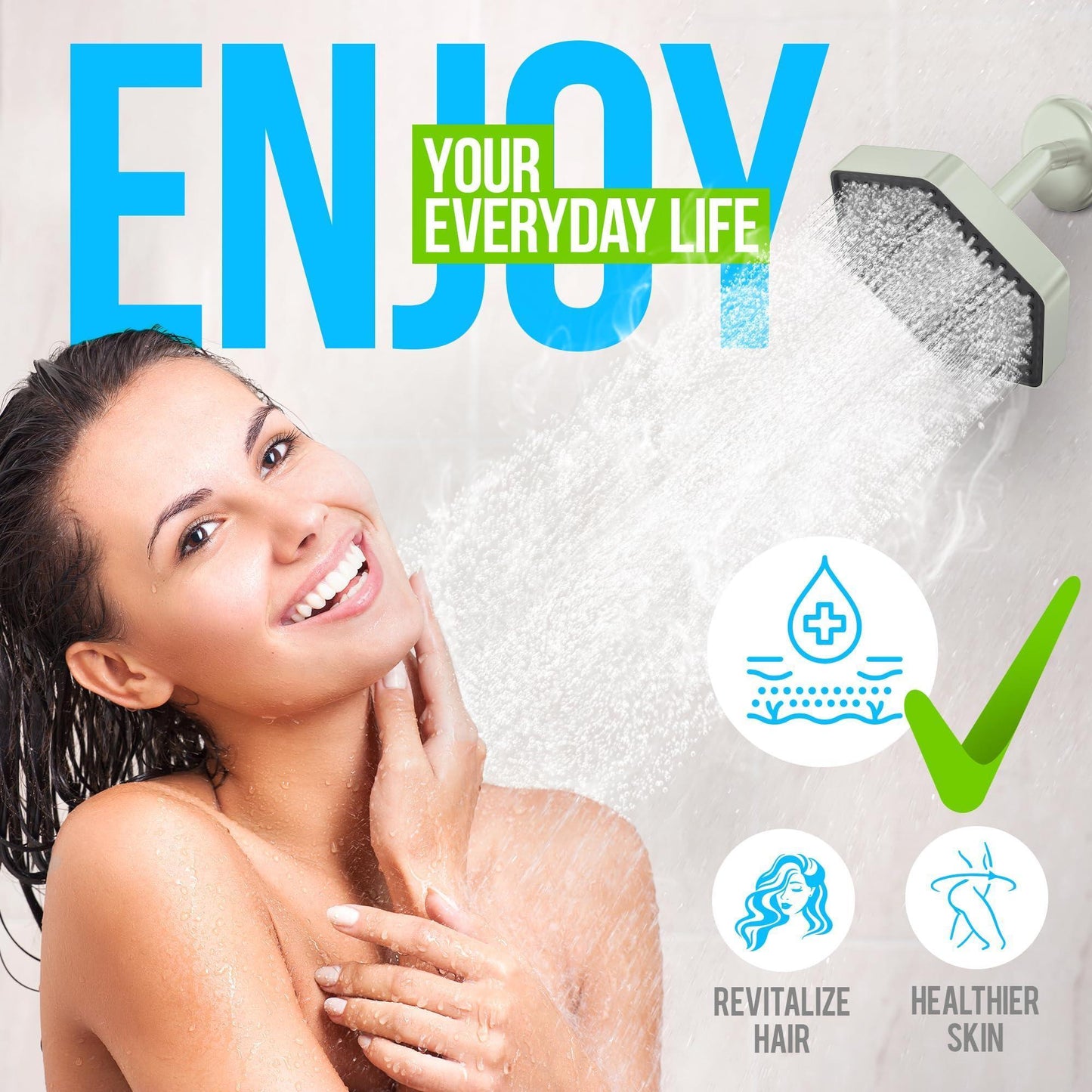 Luxury Rain Shower Head with Filter Brushed Nickel Reduces Chlorine Rust and Sediment Vitamin C E and A High Pressure Spa Effect