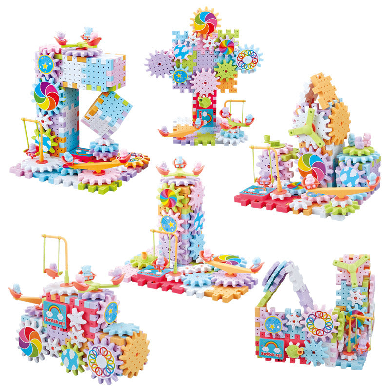Electric Building Blocks Gear Rotation Toy for Kids (83 pcs)