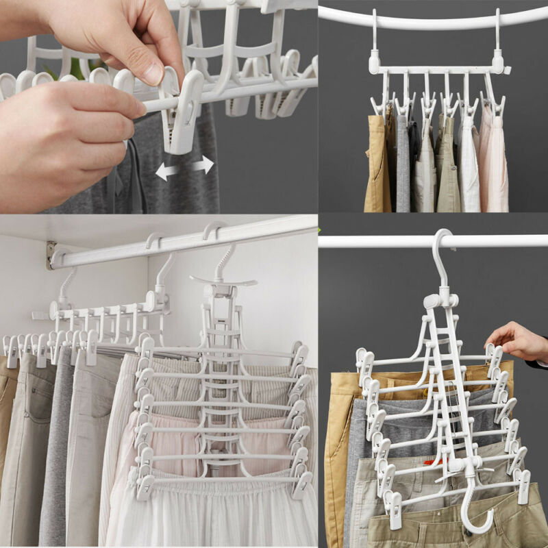 Expandable Folding Multi-Layer Pants Hanger for Closet