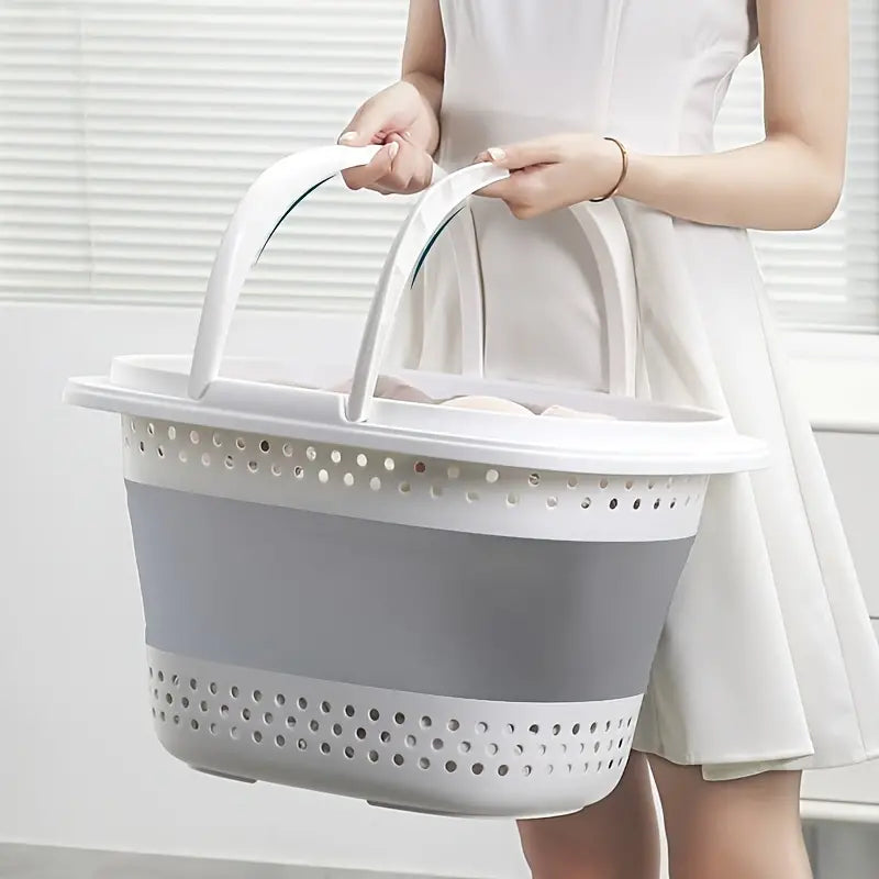 Folding Wall-Mountable Plastic Laundry Basket (1pc)