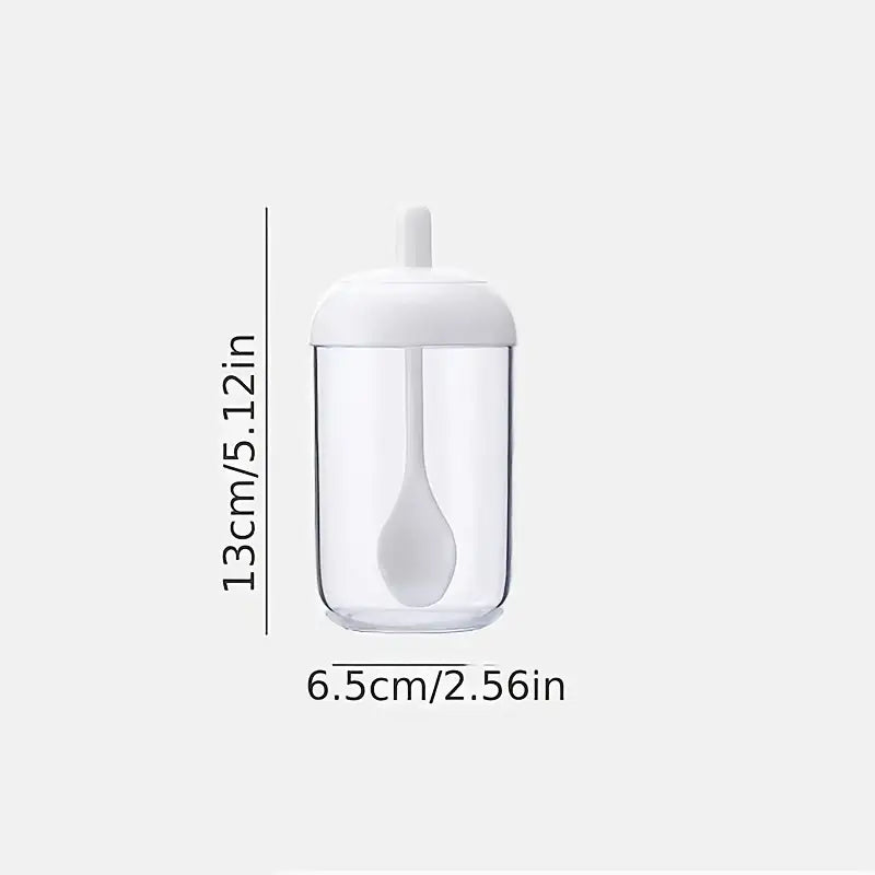 Transparent Seasoning Jar with Spoon Cover for Kitchen
