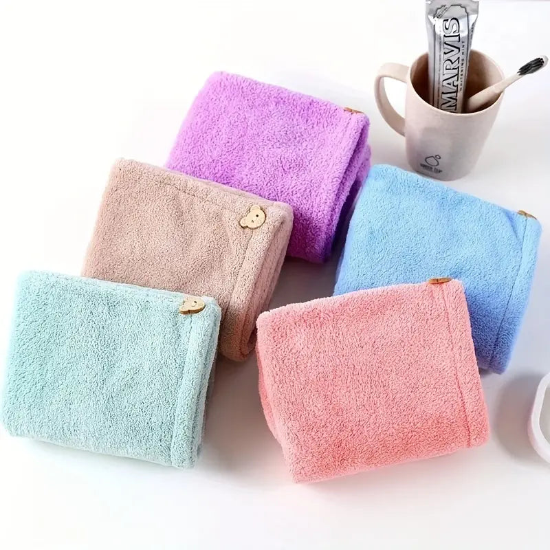 Coral Fleece Dry Hair Cap - Thickened Triangle Shower Hat