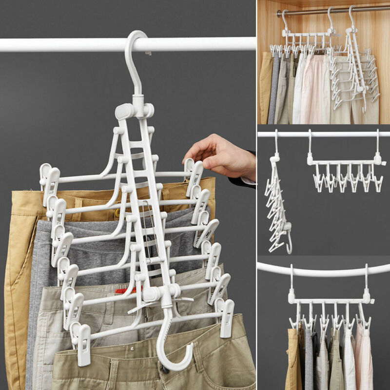 Expandable Folding Multi-Layer Pants Hanger for Closet